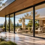 Contemporary home with large thermally broken aluminium windows, slim dark frames and insulated glazing.